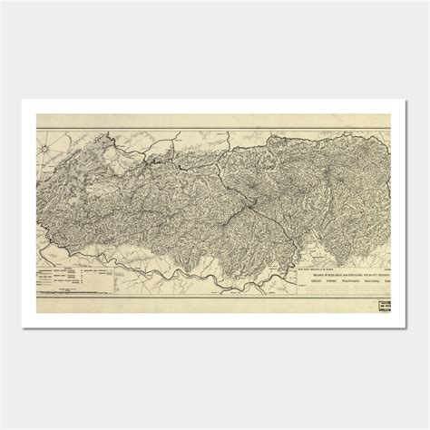 The Great Smoky Mountains National Park Map 1935 Wall And Art Print
