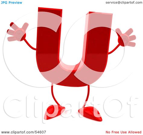 Royalty Free Rf Clipart Illustration Of A 3d Red Letter U With Arms