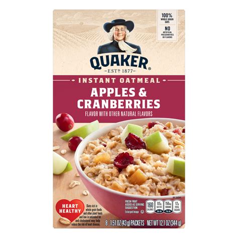 Save On Quaker Instant Oatmeal Apples And Cranberries 8 Ct Order Online