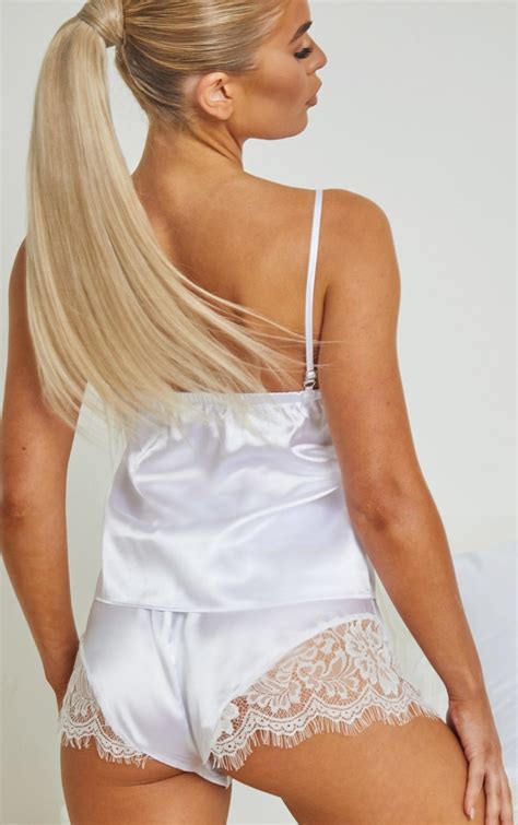 white satin cami knicker set prettylittlething