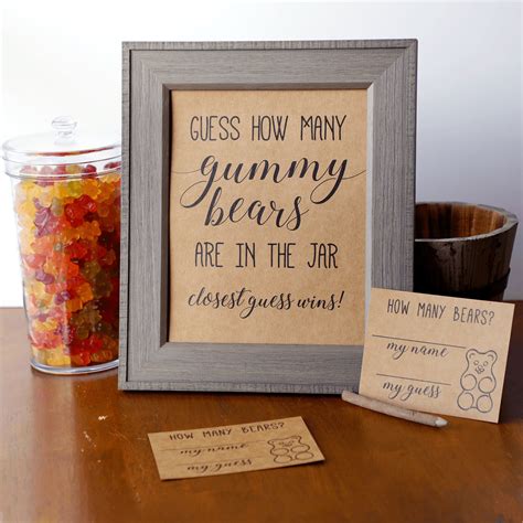 Guess How Many Gummy Bears Game Baby Shower Games Etsy
