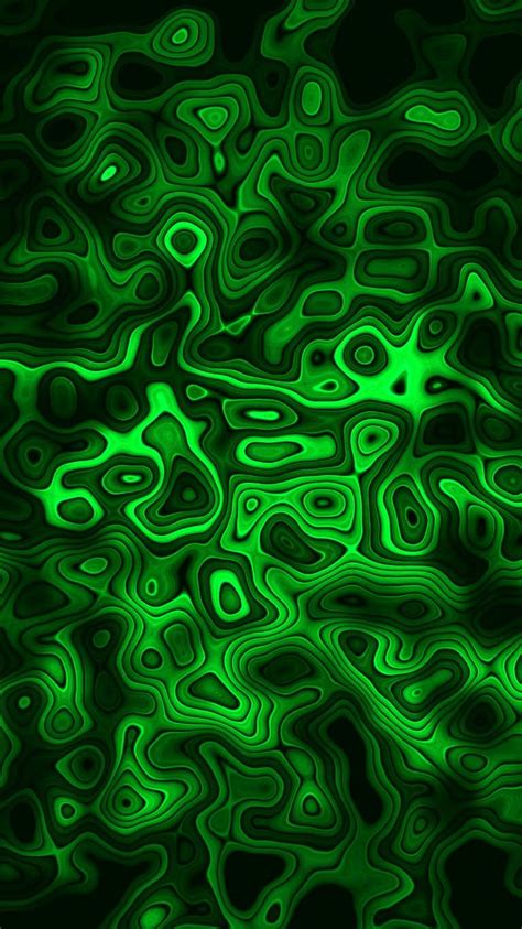 Abstract Green And Black Background With Wavy Lines