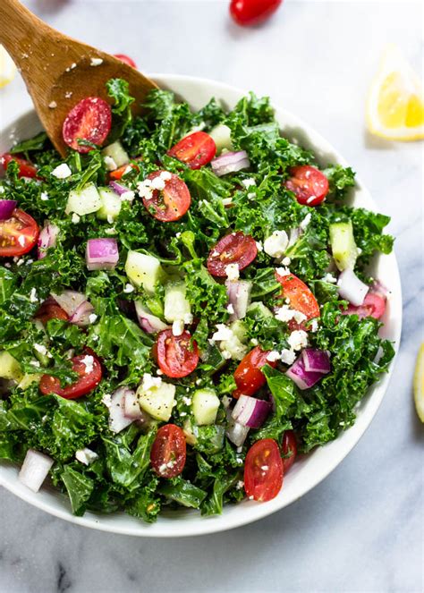 Greek Kale Salad With Lemon Olive Oil Dressing Gimme Delicious
