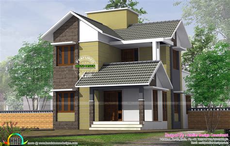Small Slope Roof Double Storied House Kerala Home Design