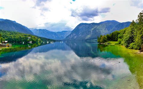 Mountains Lake Bohinj Slovenia Clouds Nature Landscape Photography 4k