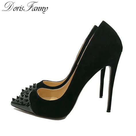 Dorisfanny Black Sexy High Heels Bridal Shoes 12cm10cm8cm Wedding Shoes Stilettos Heels Plus