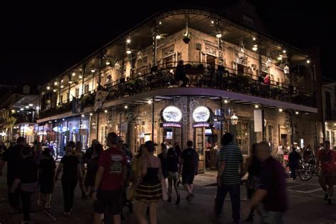Bourbon Street At Night In The French Quarter New Orleans Editorial