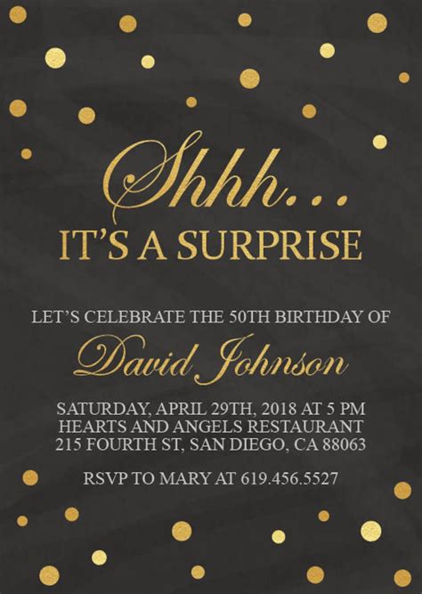 Shhh Its A Surprise Birthday Invitationprintable Gold And Etsy