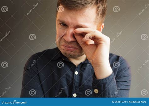 Sad Man With Dramatic Face Crying Stock Photo Image Of Negativity
