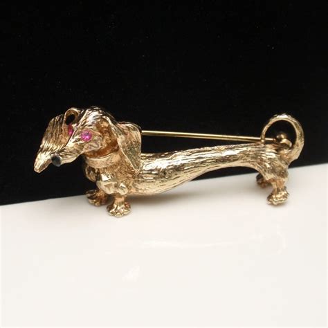 Doxie Brooch Pin Vintage Sterling Silver Vermeil Dancecraft Dachshund From Eccentricitycharm On