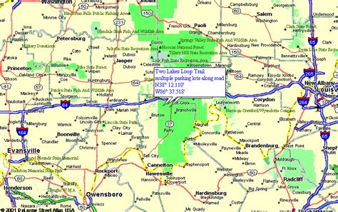 Map To Two Lakes Loop Trail And Celina Interpretive Trail In Hoosier