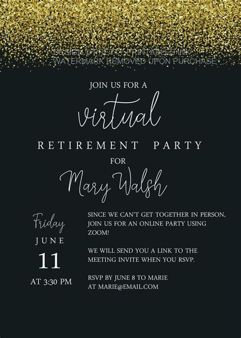 Virtual Retirement Party Invite Printable Retirement Party Etsy