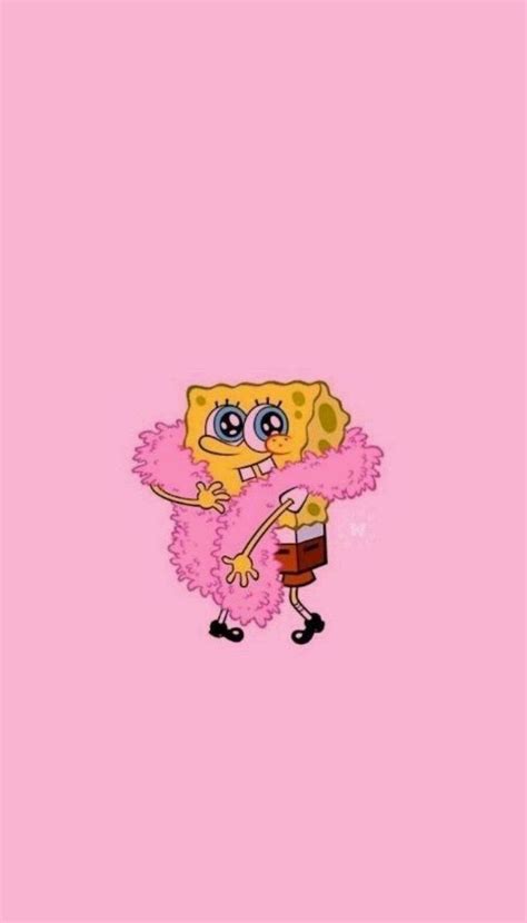 spongebob squarepants with a pink sash on a pink background girly iphone wallpaper tumblr