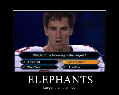 Eli Manning Funny Face Elephants Larger Than Moon Funny Faces