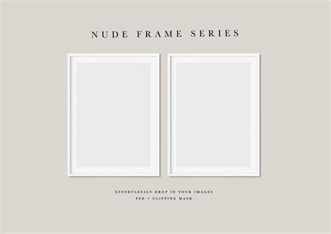 Nude Series Frame Mockup Two Portrait Photo Frame Styled Thin Frame Mock Up A Wall Art