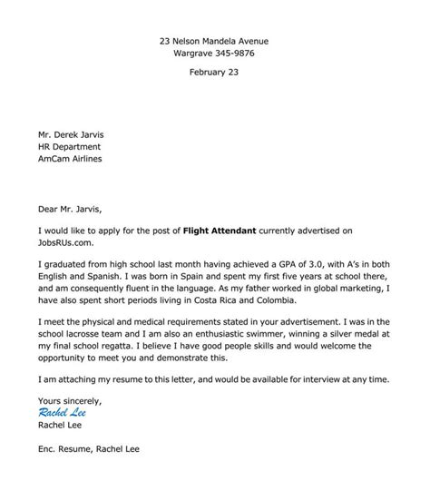 Writing a great flight attendant cover letter is an important step in your job search journey. Job at Louisville: Application Letter For Flight Attendant
