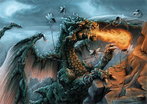 Dragon Vs Fairies By Noname Face On Deviantart Fairy Dragon Fantasy