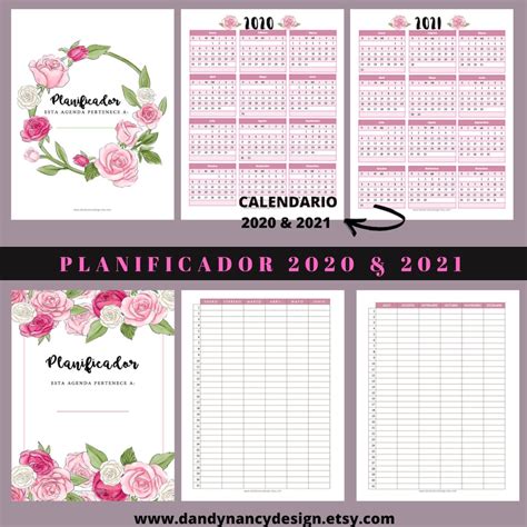 Agenda Calendario Planificador En Español 2020 And 2021 Etsy