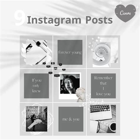 9 Gray Seamless Instagram Posts Logo Design Branding Graphics