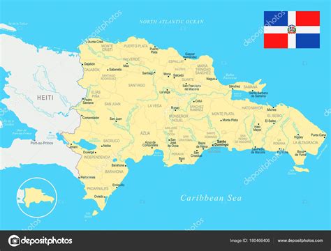 Dominican Republic Map Detailed Vector Illustration — Stock Vector © Dikobrazik 180466406