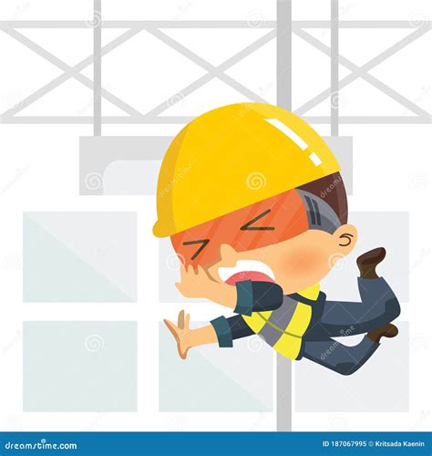 Injured Construction Worker With Blank Thinking Bubble With Empty Copy