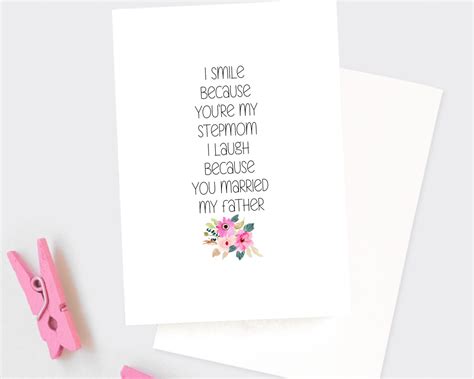 Stepmom Card Funny Mothers Day Card Stepmother T Etsy