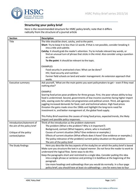 50 Free Policy Brief Templates Ms Word Templatelab