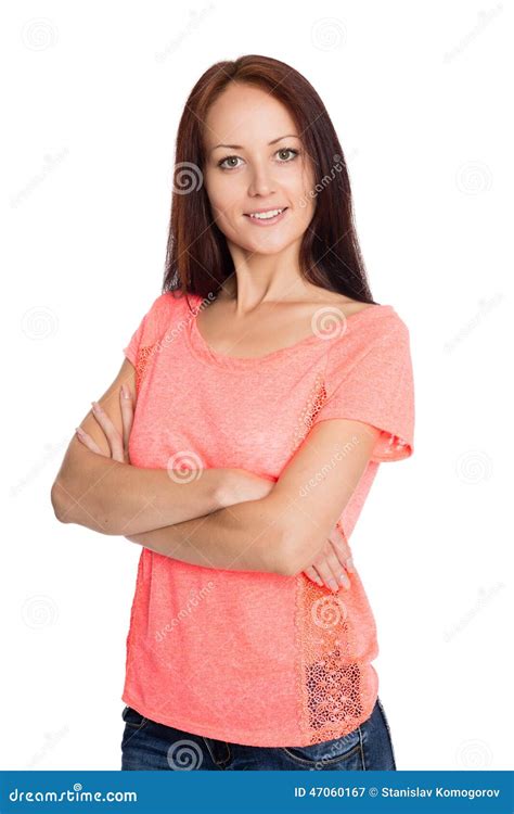 Young Woman Standing With Arms Crossed Stock Image Image Of Casual Smile 47060167
