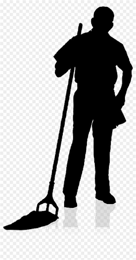 Janitor Silhouette Cleaner Mop Standing Job Janitor Cleaner Silhouette Free Transparent