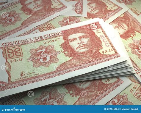 Cuban Money Cuban Peso Banknotes 3 Cup Pesos Bills Stock Photo