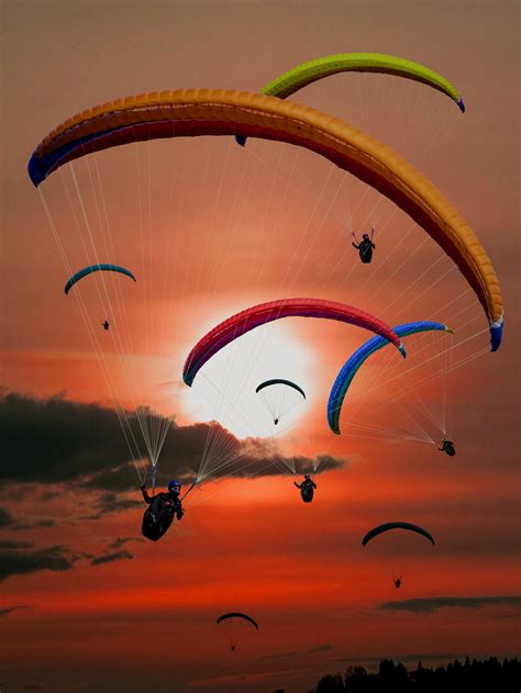 Free Images Wing Sky Sun Sunset Sport Fly Paragliding