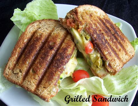 Tasty Treats Cheese Pesto And Vegetable Grilled Sandwich