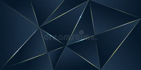 Dark Blue Premium Background With Luxury Polygonal Pattern And Gold