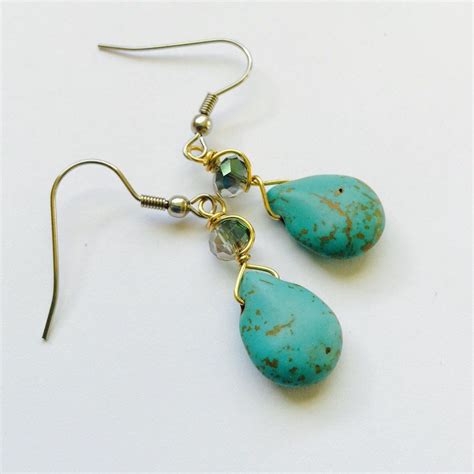 Pin By Tina Clarke On Great Finds On Etsy Turquoise Earrings Gold