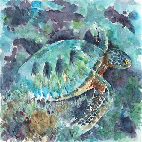 Sea Turtle No Watercolor Turtle Print Coastal Art Painting By