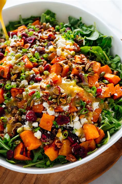 Hearty Sweet Potato Arugula And Wild Rice Salad With Ginger Dressing