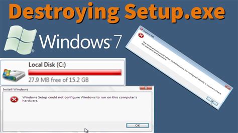 Destroying Windows 7 Setup With Low Memory And Disk Space Youtube