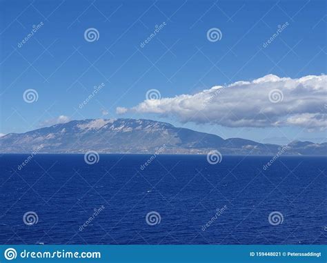 Beautiful Ocean View Of Greek Mountain Range Stock Image Image Of