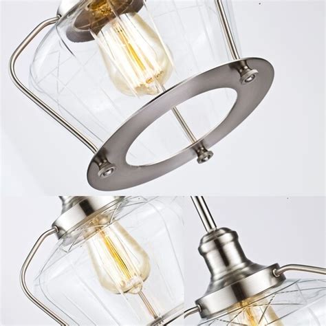 Shop Industrial Brushed Nickel Glass Pendant Lighting Kitchen Light