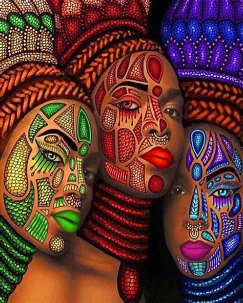 African Art Women Paint By Number Num Paint Kit