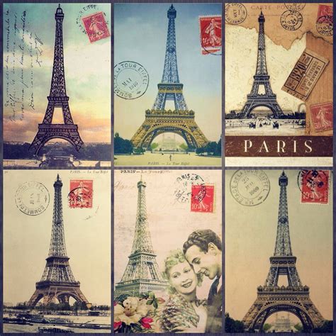 Vintage Paris Postcards Tarjetas Remera