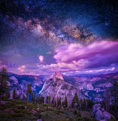 Glacier Point Milky Way Astro Photography Yosemite National Park Blue
