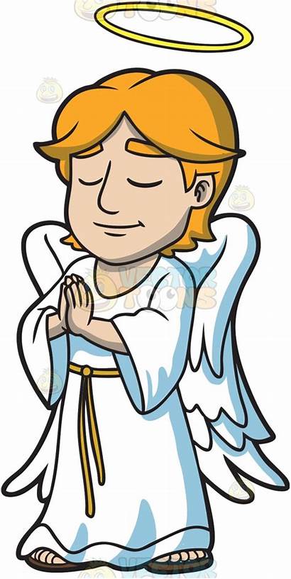 Angel Cartoon Clipart Angels Praying Male Halo
