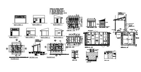 Guard House Elevation Section Floor Plan Constructive Structure And