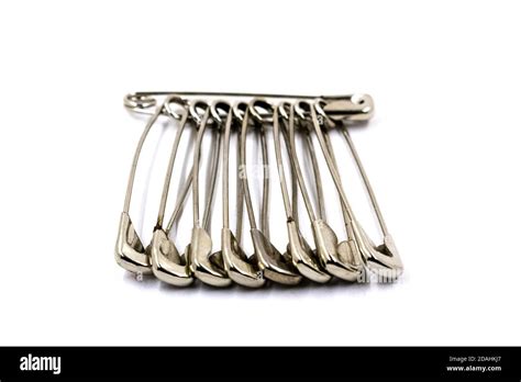 Regular Sewing Safety Pins On White Background Stock Photo Alamy
