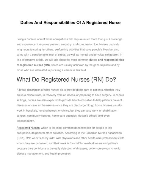 Calaméo Duties And Responsibilities Of A Registered Nurse