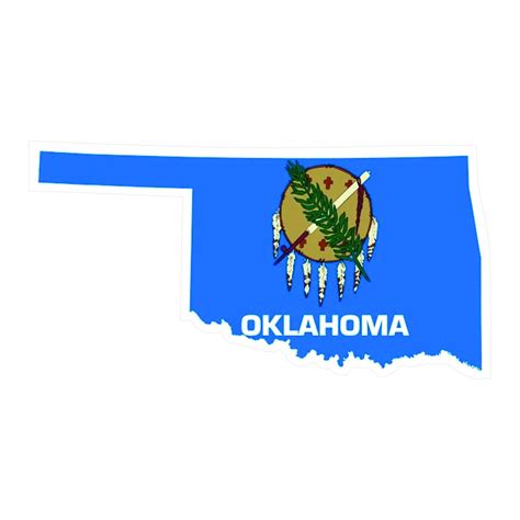 Oklahoma State Map Outline With Flag Sticker Bumper Sticker Decal
