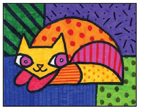Learn how to draw a romero britto cat with this pop art style tutorial. Draw a Romero Britto Cat · Art Projects for Kids in 2020 ...