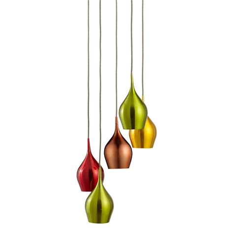 Style them as a centrepiece over breakfast bars, kitchen islands and dining tables. VIBRANT 5 LIGHT MULTI-DROP COLOURED (RED, GREEN, GOLD ...