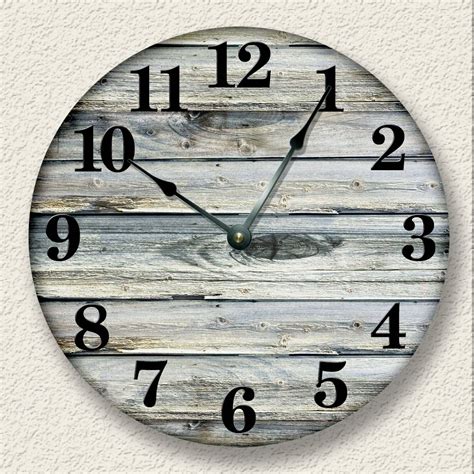 Old Barn Boards Round Wall Clock Large Rustic Silent Clocks Etsy